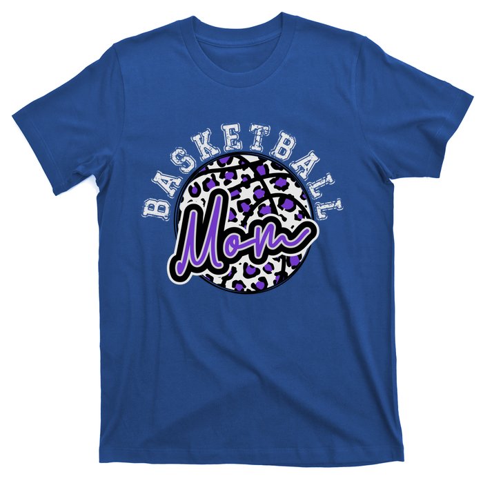 Leopard Cheetah Basketball Mom Family Purple Trendy Spirit Gift T-Shirt