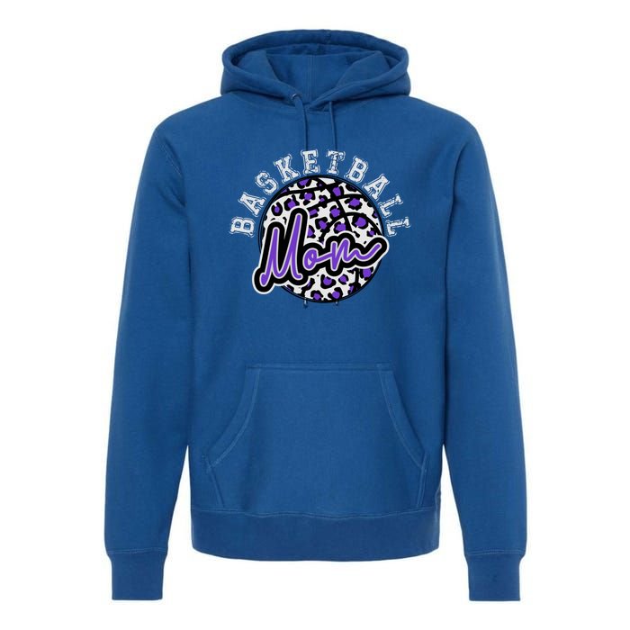 Leopard Cheetah Basketball Mom Family Purple Trendy Spirit Gift Premium Hoodie