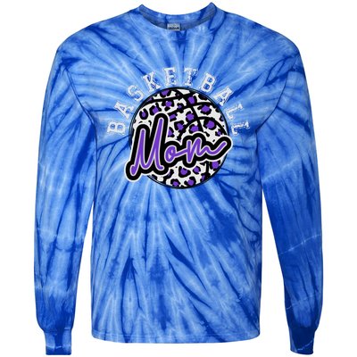 Leopard Cheetah Basketball Mom Family Purple Trendy Spirit Gift Tie-Dye Long Sleeve Shirt