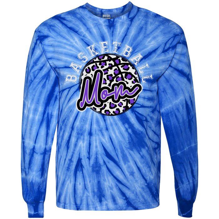 Leopard Cheetah Basketball Mom Family Purple Trendy Spirit Gift Tie-Dye Long Sleeve Shirt