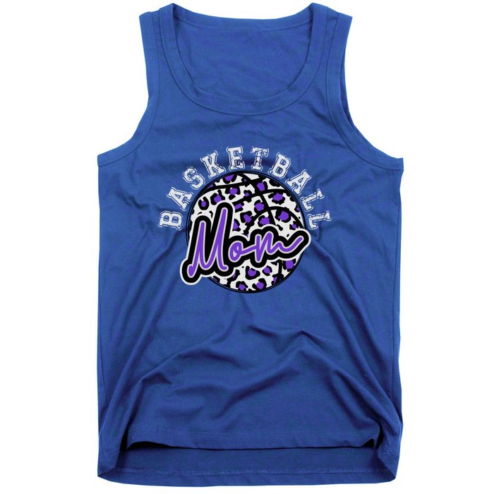 Leopard Cheetah Basketball Mom Family Purple Trendy Spirit Gift Tank Top