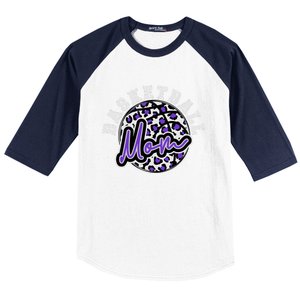 Leopard Cheetah Basketball Mom Family Purple Trendy Spirit Gift Baseball Sleeve Shirt