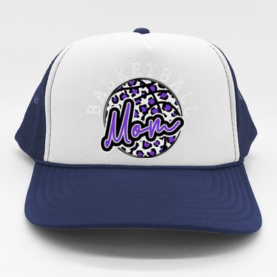 Leopard Cheetah Basketball Mom Family Purple Trendy Spirit Gift Trucker Hat