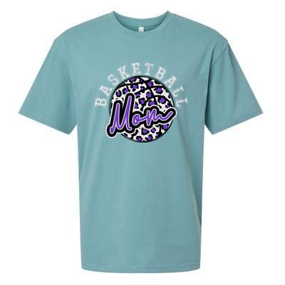 Leopard Cheetah Basketball Mom Family Purple Trendy Spirit Gift Sueded Cloud Jersey T-Shirt