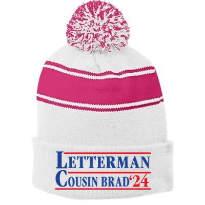 Letterman Cousin Brad 2024 Stripe Pom Pom Beanie