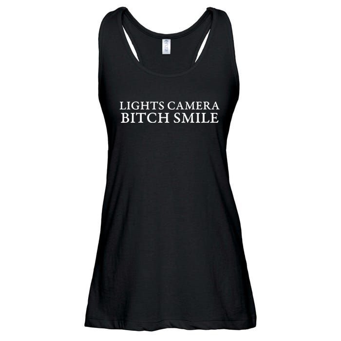 Lights Camera Bitch Smile Ladies Essential Flowy Tank