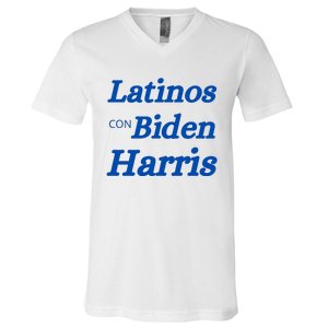 Latinos Con Biden Harris V-Neck T-Shirt