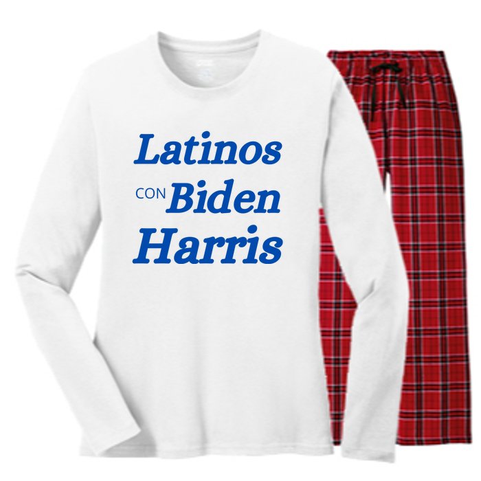 Latinos Con Biden Harris Women's Long Sleeve Flannel Pajama Set 