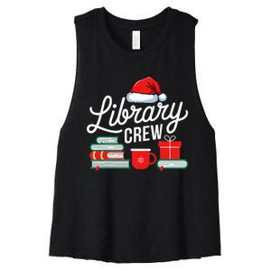 Library Crew Book Lovers Librarian Xmas Holiday Christmas Women's Racerback Cropped Tank