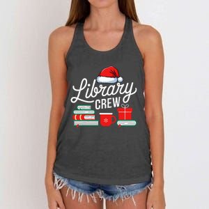 Library Crew Book Lovers Librarian Xmas Holiday Christmas Women's Knotted Racerback Tank