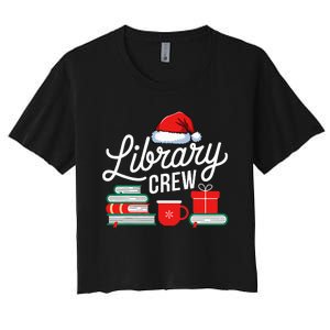 Library Crew Book Lovers Librarian Xmas Holiday Christmas Women's Crop Top Tee