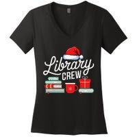 Library Crew Book Lovers Librarian Xmas Holiday Christmas Women's V-Neck T-Shirt