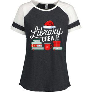 Library Crew Book Lovers Librarian Xmas Holiday Christmas Enza Ladies Jersey Colorblock Tee