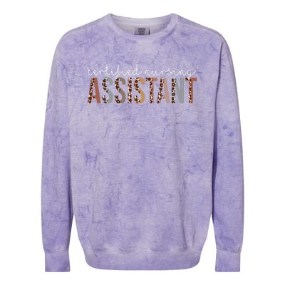 Leopard CNA Certified Nursing Assistant Healthcare Workers Colorblast Crewneck Sweatshirt