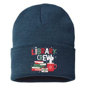 Library Crew Christmas Tree Funny Book Lovers Librarian Xmas Sustainable Knit Beanie