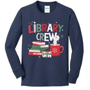 Library Crew Christmas Tree Funny Book Lovers Librarian Xmas Kids Long Sleeve Shirt