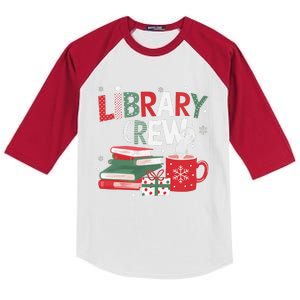 Library Crew Christmas Tree Funny Book Lovers Librarian Xmas Kids Colorblock Raglan Jersey