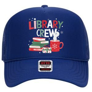 Library Crew Christmas Tree Funny Book Lovers Librarian Xmas High Crown Mesh Back Trucker Hat