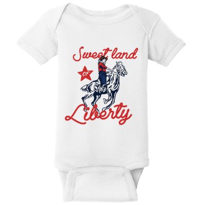 Liberty City Cowboy 4th Of July Sweet Land Liberty Cowboy Baby Bodysuit