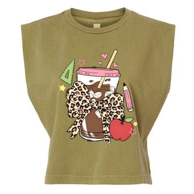 Leopard Coquette Coffee Back To School Garment-Dyed Women's Muscle Tee