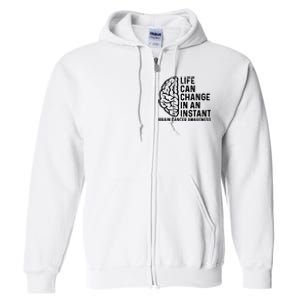 Life Can Change In An Instant Brain Cancer Awareness Full Zip Hoodie