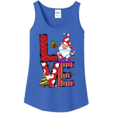 Love Christmas Cute Gnome Buffalo Plaid Xmas Pajama Funny Gift Ladies Essential Tank