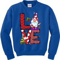 Love Christmas Cute Gnome Buffalo Plaid Xmas Pajama Funny Gift Kids Sweatshirt