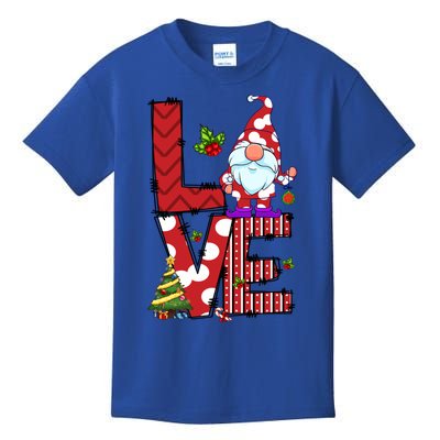 Love Christmas Cute Gnome Buffalo Plaid Xmas Pajama Funny Gift Kids T-Shirt