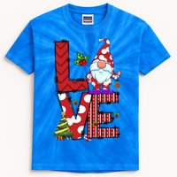 Love Christmas Cute Gnome Buffalo Plaid Xmas Pajama Funny Gift Kids Tie-Dye T-Shirt