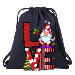 Love Christmas Cute Gnome Buffalo Plaid Xmas Pajama Funny Gift Drawstring Bag