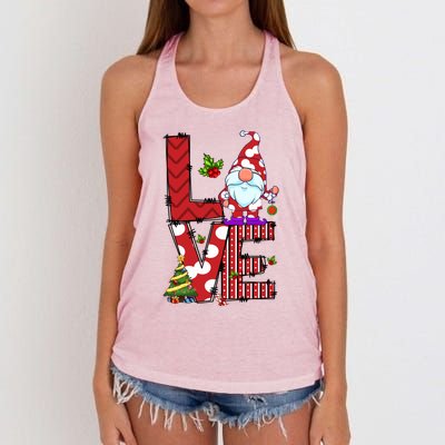 Love Christmas Cute Gnome Buffalo Plaid Xmas Pajama Funny Gift Women's Knotted Racerback Tank