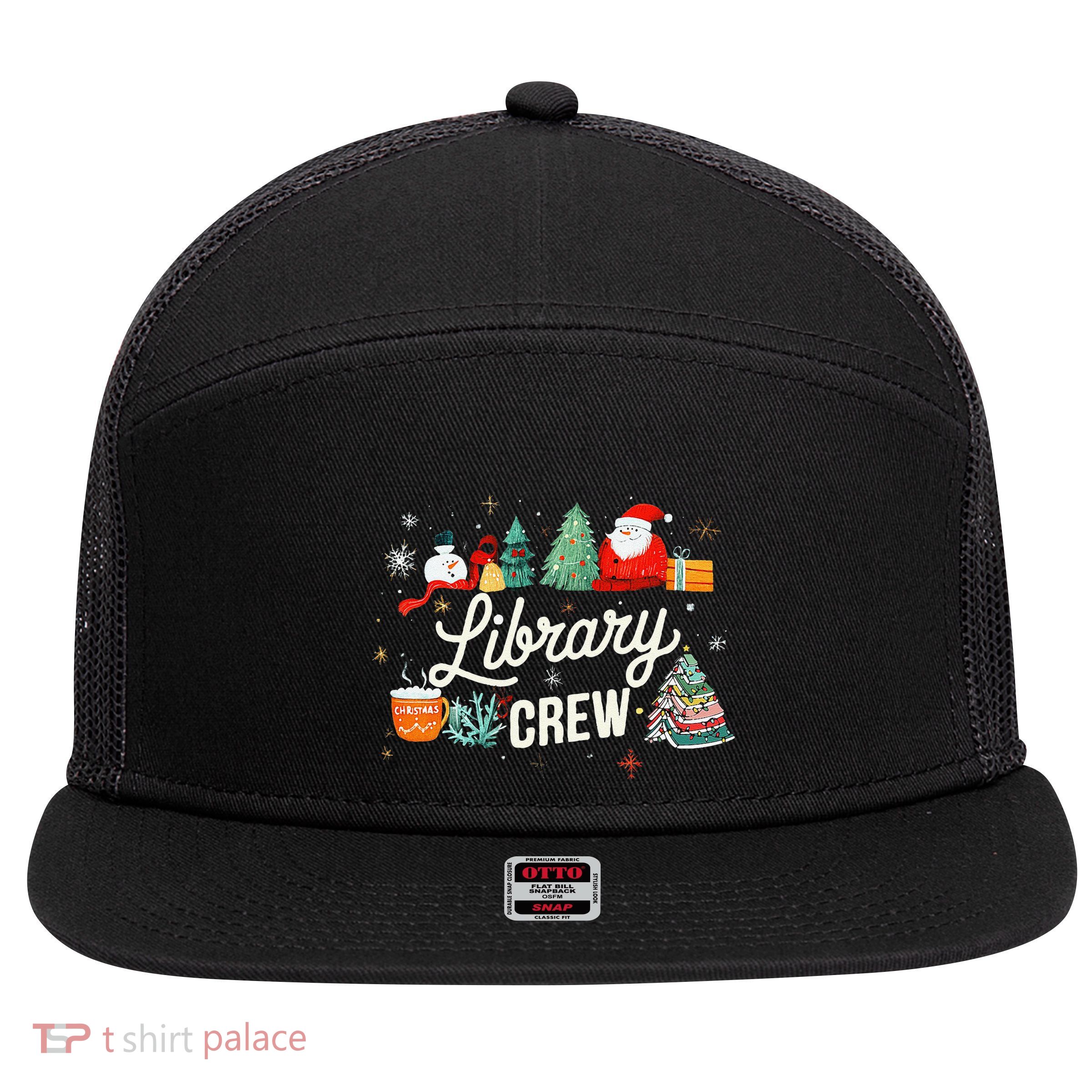 Library Crew Christmas Librarian 7 Panel Mesh Trucker Snapback Hat