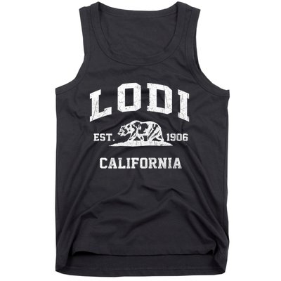 Lodi California CA Vintage State Athletic Style Tank Top