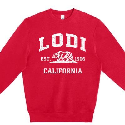 Lodi California CA Vintage State Athletic Style Premium Crewneck Sweatshirt