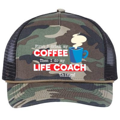 Life Coach & Coffee Lover, Funny Mentor Appreciation Saying Retro Rope Trucker Hat Cap