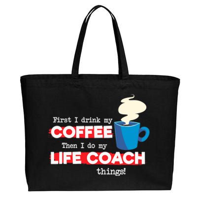 Life Coach & Coffee Lover, Funny Mentor Appreciation Saying Cotton Canvas Jumbo Tote