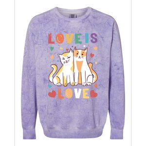 Love Cat Couple Gift Love Is Love Gift Valentine's Day Gift Colorblast Crewneck Sweatshirt