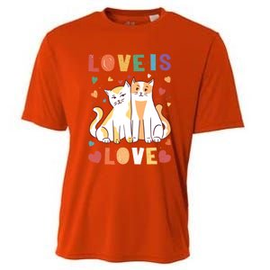 Love Cat Couple Gift Love Is Love Gift Valentine's Day Gift Cooling Performance Crew T-Shirt