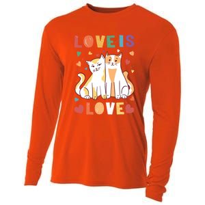 Love Cat Couple Gift Love Is Love Gift Valentine's Day Gift Cooling Performance Long Sleeve Crew