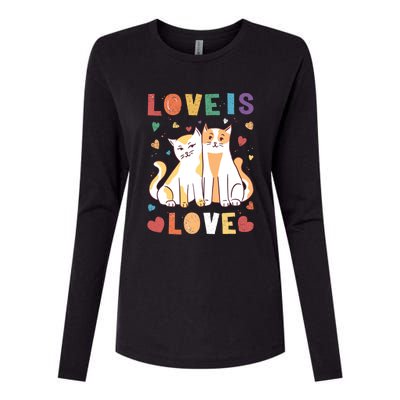 Love Cat Couple Gift Love Is Love Gift Valentine's Day Gift Womens Cotton Relaxed Long Sleeve T-Shirt