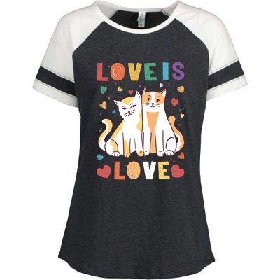 Love Cat Couple Gift Love Is Love Gift Valentine's Day Gift Enza Ladies Jersey Colorblock Tee