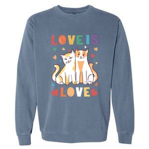 Love Cat Couple Gift Love Is Love Gift Valentine's Day Gift Garment-Dyed Sweatshirt