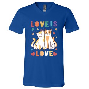 Love Cat Couple Gift Love Is Love Gift Valentine's Day Gift V-Neck T-Shirt