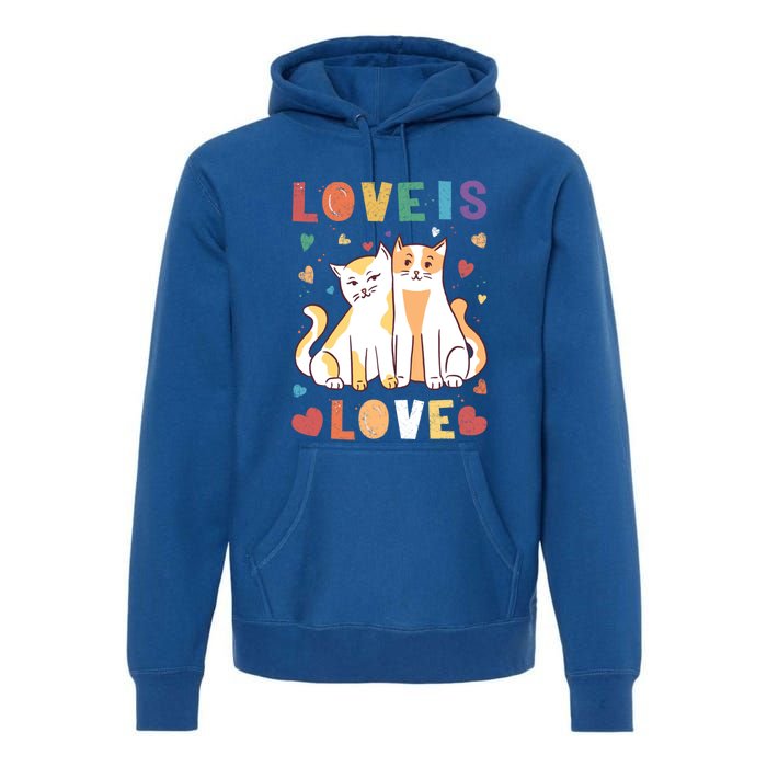 Love Cat Couple Gift Love Is Love Gift Valentine's Day Gift Premium Hoodie