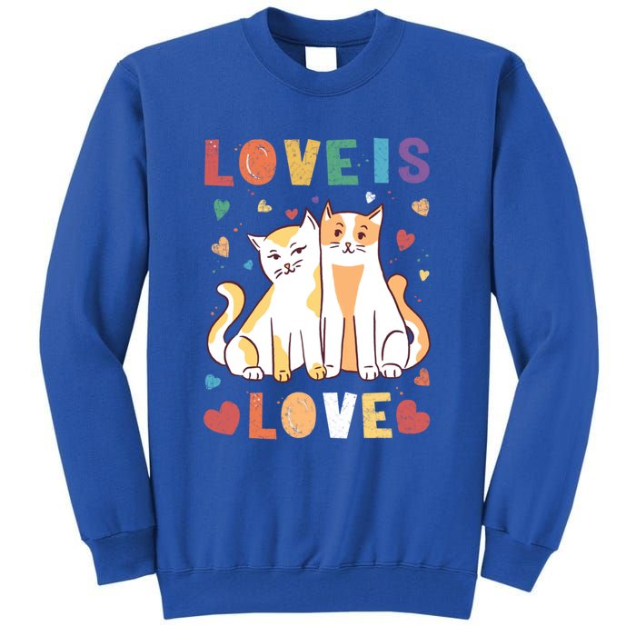 Love Cat Couple Gift Love Is Love Gift Valentine's Day Gift Tall Sweatshirt