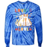 Love Cat Couple Gift Love Is Love Gift Valentine's Day Gift Tie-Dye Long Sleeve Shirt