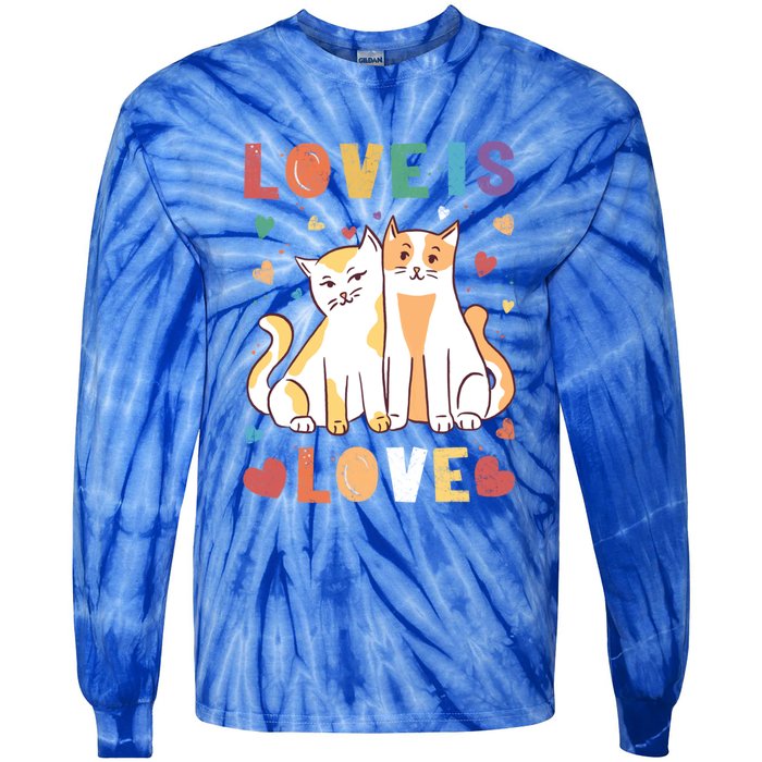 Love Cat Couple Gift Love Is Love Gift Valentine's Day Gift Tie-Dye Long Sleeve Shirt