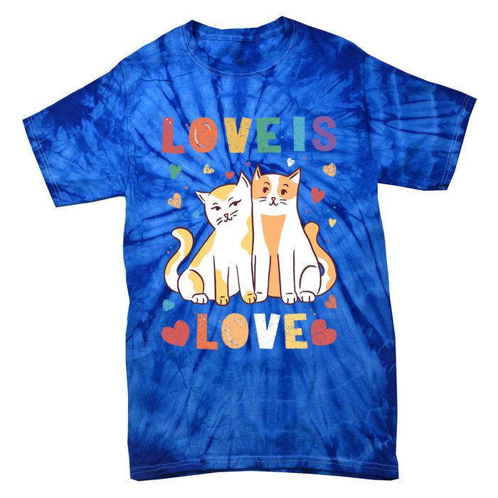 Love Cat Couple Gift Love Is Love Gift Valentine's Day Gift Tie-Dye T-Shirt