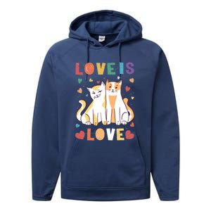 Love Cat Couple Gift Love Is Love Gift Valentine's Day Gift Performance Fleece Hoodie