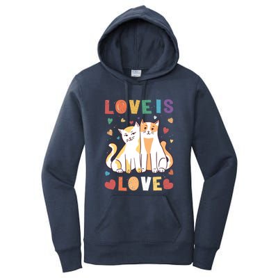 Love Cat Couple Gift Love Is Love Gift Valentine's Day Gift Women's Pullover Hoodie